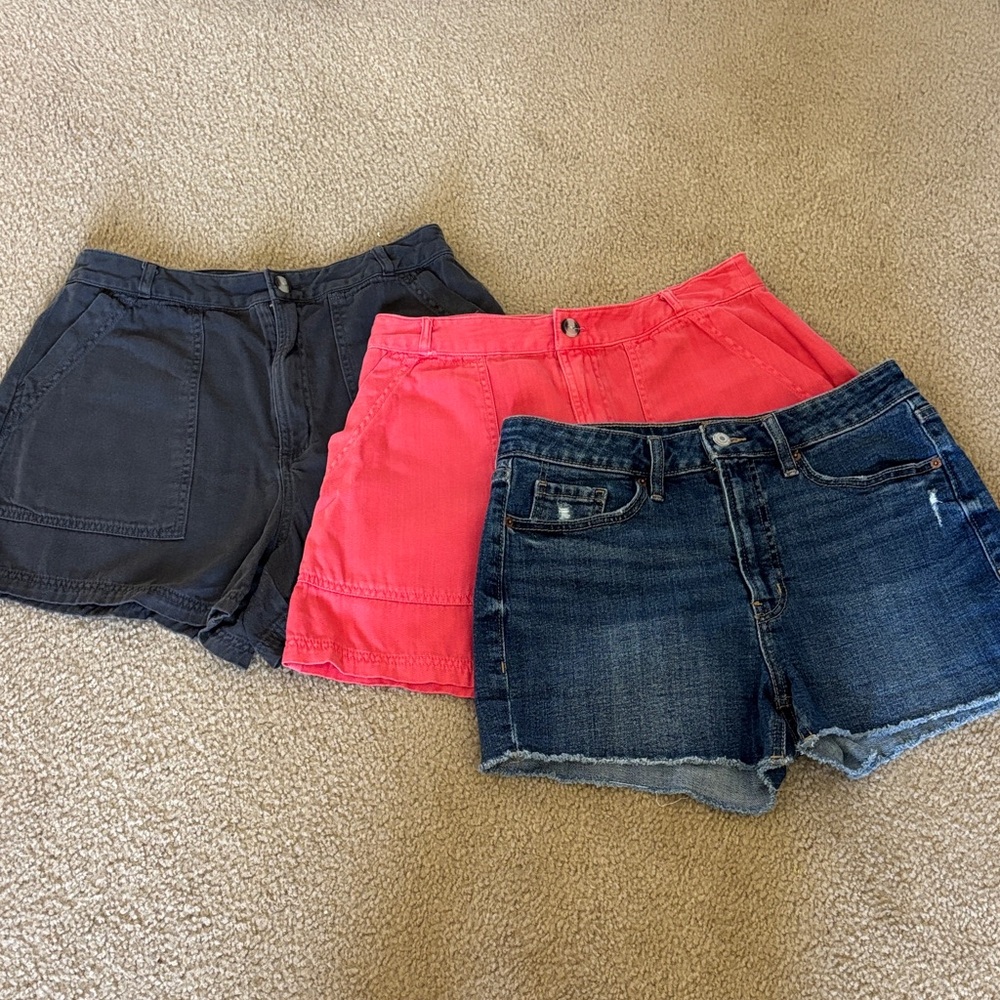 TRENDY JEAN SHORT TRIO - Black, Pink, and Blue
